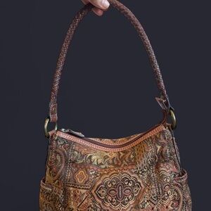 Fossil Brown Patterned Crossbody Bag